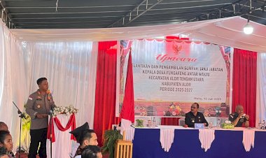 Pada-Pelantikan-dan-pengambilan-sumpah-Kepala-Desa-Fungafeng,-Kapolres-Alor-Tekankan-Penggunaan-Dana-Desa-untuk-Ketahanan-Pangan