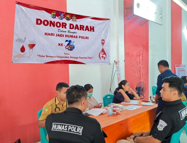Peringati Hari Jadi Humas Polri ke-75, Humas Polres Alor Gelar Kegiatan Donor Darah