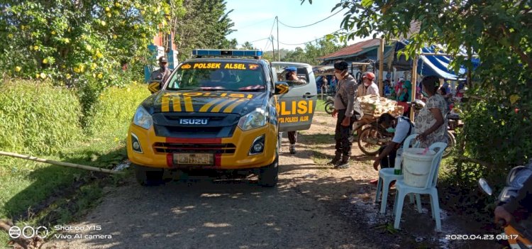 Cegah penyebaran Covid-19, Polsek Alsel Lakukan Patroli dan Himbauan Kepada Masyarakat