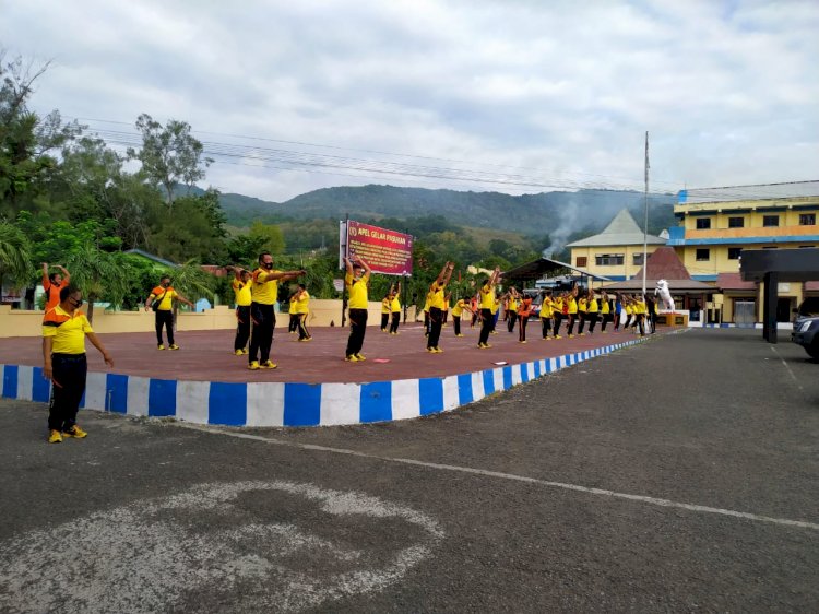 Jaga Imunitas Tubuh, Personil Polres Alor Laksanakan Olahraga Pagi