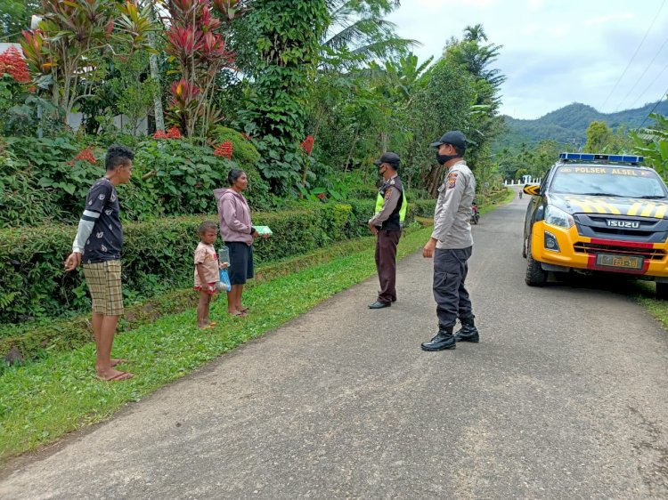 Giat Sambang Kamtibmas, Personil Polsek Alsel Himbau Prokes Cegah Covid-19