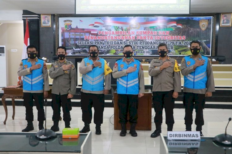 Kapolda NTT Pimpin Pengambilan Sumpah dan Penandatanganan Pakta Integritas Seleksi Dikbangum PKN TK II dan S1 STIK PTIK TA 2021