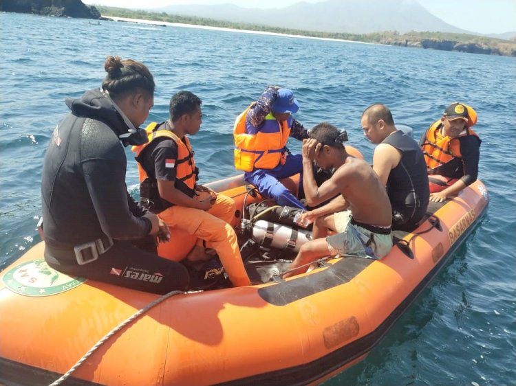 Tim SAR Gabungan Masih Lakukan Pencarian Korban Tenggelam Di Perairan laut Oang Kobang, Kec. Pantar