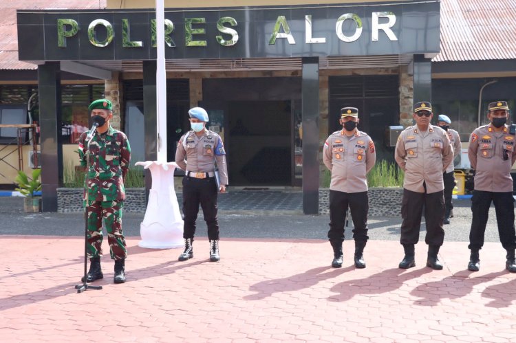 Tingkatkan Sinergitas Polres Alor Gelar Apel Bersama Kodim 1622 Alor