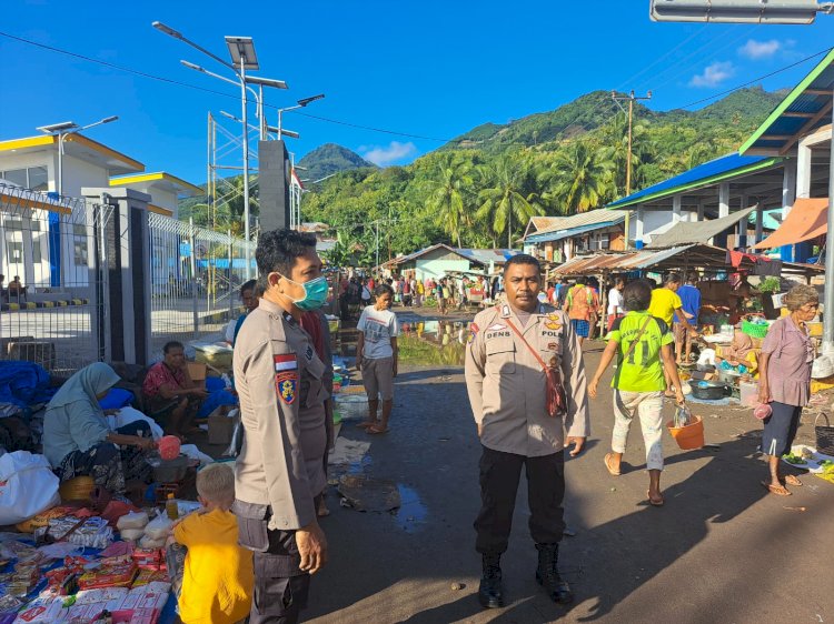 Antisipasi Kerawanan Jelang Idul Fitri, Polsek Pantar Laksanakan Pengamanan Pasar Bakalanng