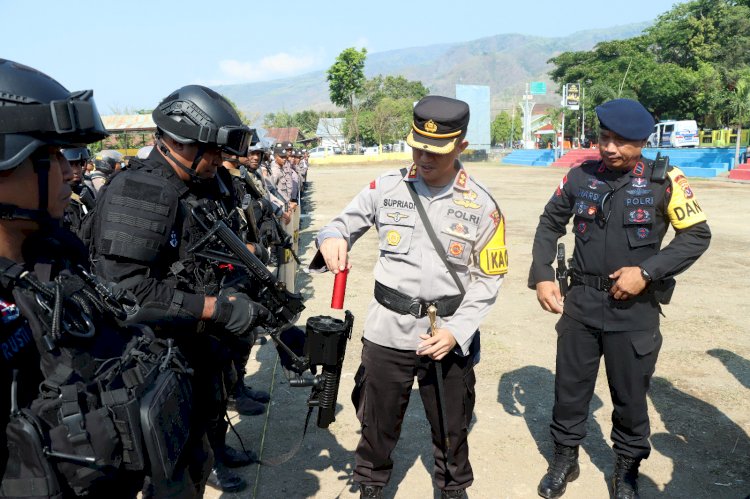Dalam Rangka Pengamanan Pemilu 2024, Polres Alor Laksanakan Apel Gelar Pasukan Ops Mantap Brata Turangga 2023-2024
