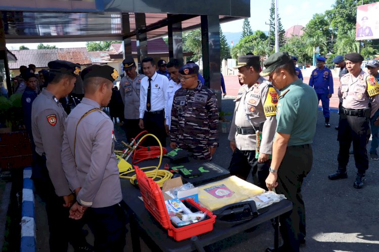 Polres Alor Laksanakan Apel Gelar Pasukan dan Mengecek Kesiapan Tanggap Bencana Tahun 2024