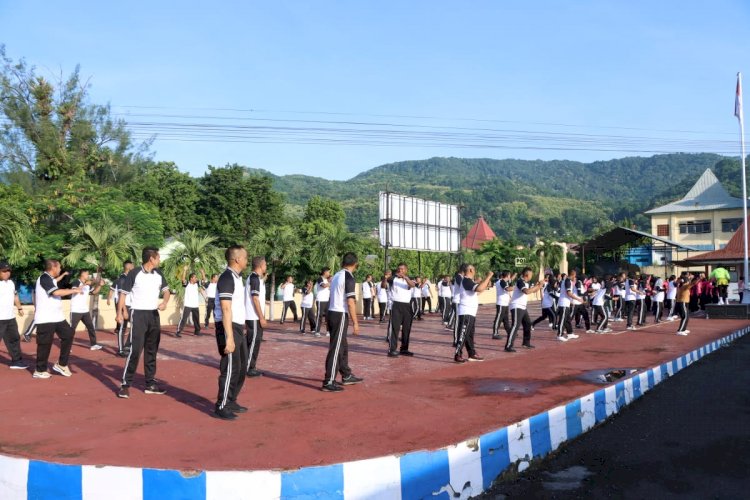 Jaga Kebugaran Anggota, Polres Alor Gelar Olahraga Bersama