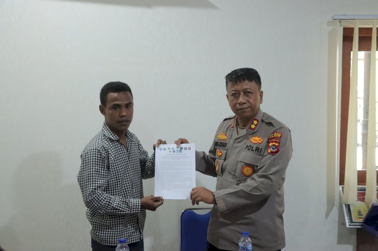Aliansi Pemuda Alor Cinta Damai Serahkan 20 Poin Pernyataan Sikap kepada Kapolres Alor