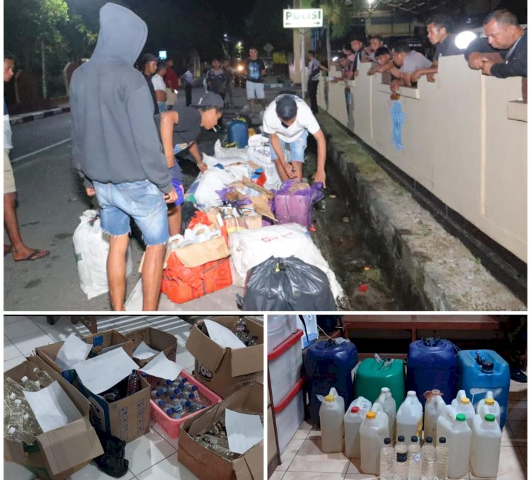 Polres Alor Gencarkan Razia Miras Ilegal, Ribuan Liter Sopi dan Moke Diamankan