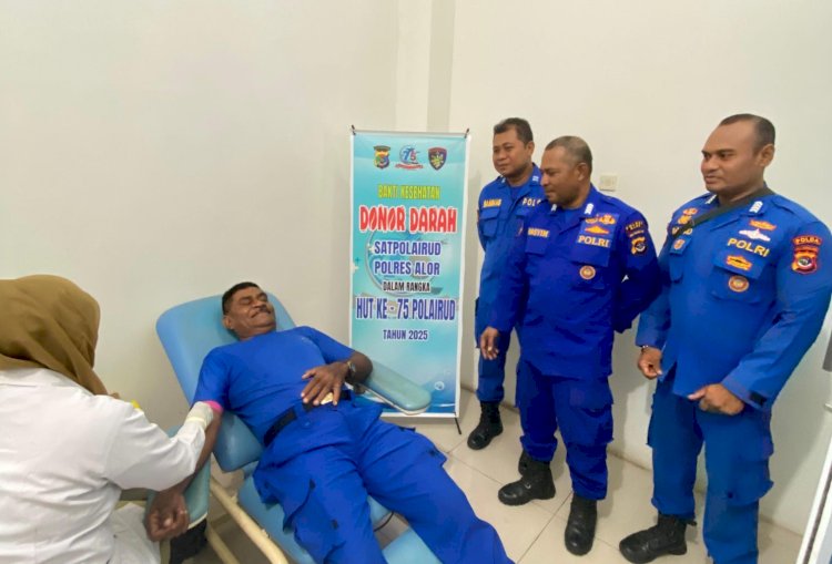 Satuan Polairud Polres Alor Gelar Donor Darah di RSUD Kalabahi Sambut HUT ke - 75 Polairud
