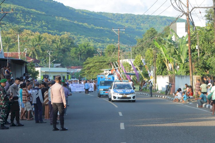 POLRES ALOR BERSINERGI AMANKAN PAWAI PASKAH NASIONAL DAN DIES NATALIS GAMKI KE-64