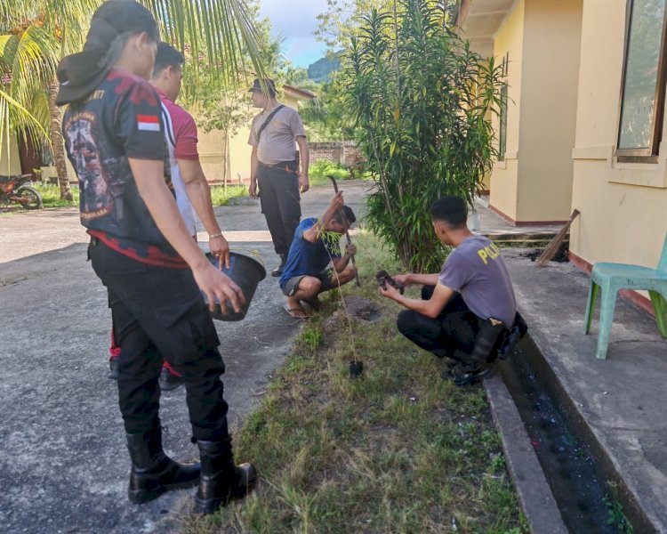 POLRES ALOR TANAM ANAKAN POHON DI POLSEK ALOR BARAT DAYA, WUJUD NYATA GERAKAN INDONESIA ASRI HARI BHAYANGKARA KE-80